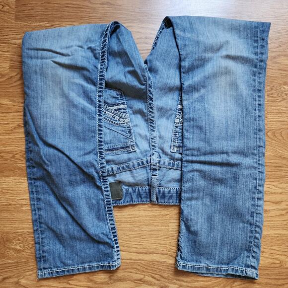 BKE Jake Straight Leg Jeans Mens Size 34R Blue Denim Stretch Contrast Stitch - Picture 4 of 11